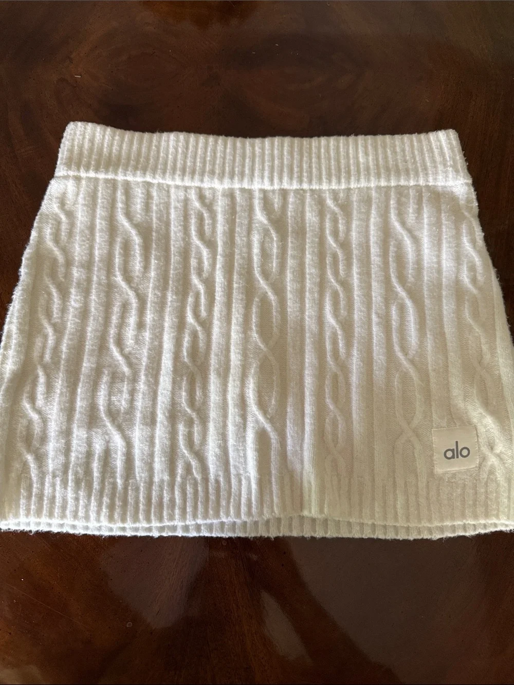 ALO Yoga White Cable-Knit Mini Skirt S